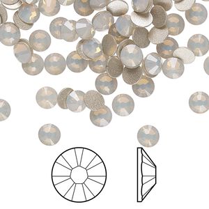 Flat back 144pk light grey opal foil back, Crystal Passions® 4.6-4.8mm rose round SS20 2028