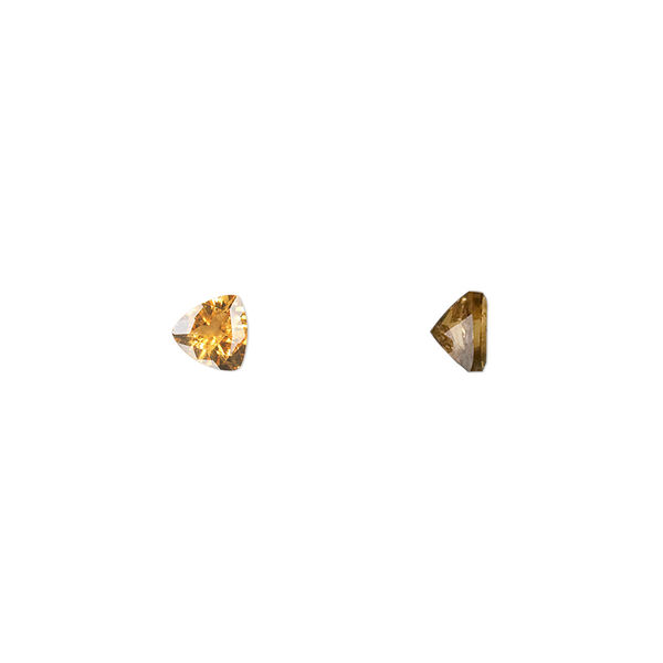 Gem, citrine (heated), 5x5x5mm faceted triangle, A grade, Mohs hardness 7. Sold individually. image number 0