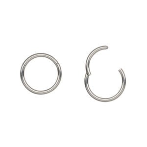 Earring hoop 1pkg2 titanium, 12.5mm round / hinged / endless, 16 gauge 1 pair