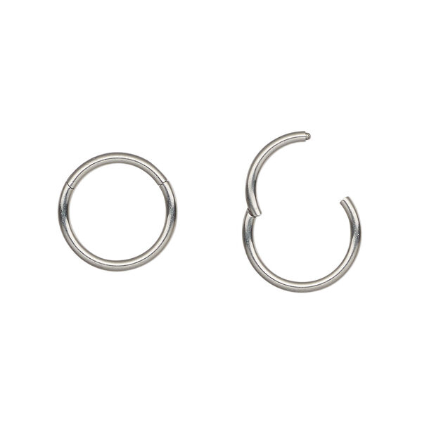Earring hoop 1pkg2 titanium, 12.5mm round / hinged / endless, 16 gauge 1 pair image number 0