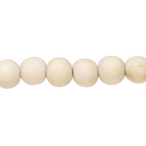 Bead 1pkg1, Taiwanese cheesewood (natural), 7-8mm round, 15-1/2 to 16 inches.