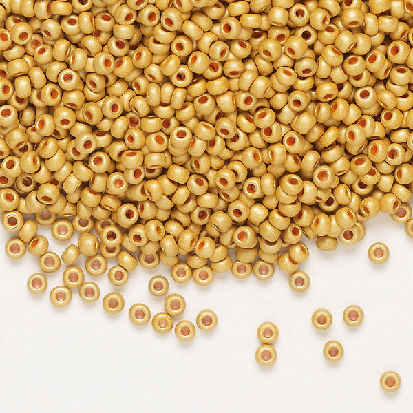 Seed bead, Preciosa Ornela, Czech glass, pkg/50g, opaque matte metallic, #10 rocaille. image number 0