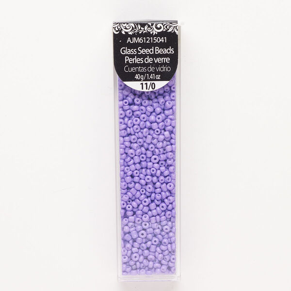 Seed bead, glass, pkg/40g, #11 round, opaque violet. image number 0