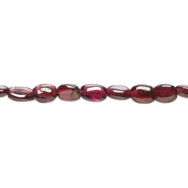 Garnet 1pkg1, hand-cut puffed oval bead 13 inch 5x4mm-8x6mm image number 0