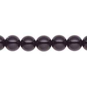 Pearl 2pk black, Celestial Crystal® 8mm round 15.5-16 inch