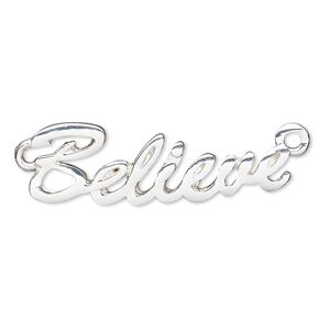 Focal, silver-finished "pewter" (zinc-based alloy), 35x11mm single-sided "Believe." Sold individually.