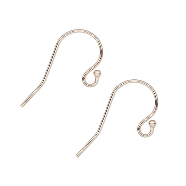 Ear wire, 14Kt rose gold-filled, 11mm fishhook with open loop and ball, 22 gauge. Sold per pair. image number 0