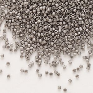 Seed bead, Delica®, glass, pkg/50g, #11 round, opaque matte nickel-plated (DB-0321).