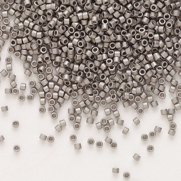 Seed bead, Delica®, glass, pkg/50g, #11 round, opaque matte nickel-plated (DB-0321). image number 0