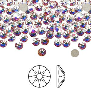 Flat back 1440pk crystal AB foil back, Swarovski® 3.8-4mm rose round SS16 2088