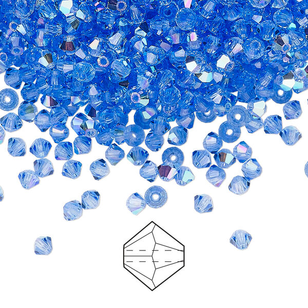 Bead 48pk sapphire glitter, Preciosa Czech crystal 3mm bicone image number 0