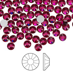 Flat back 1440pk ruby foil back, Preciosa Viva 12® Czech crystal rhinestone 4.6-4.8mm chaton rose round SS20