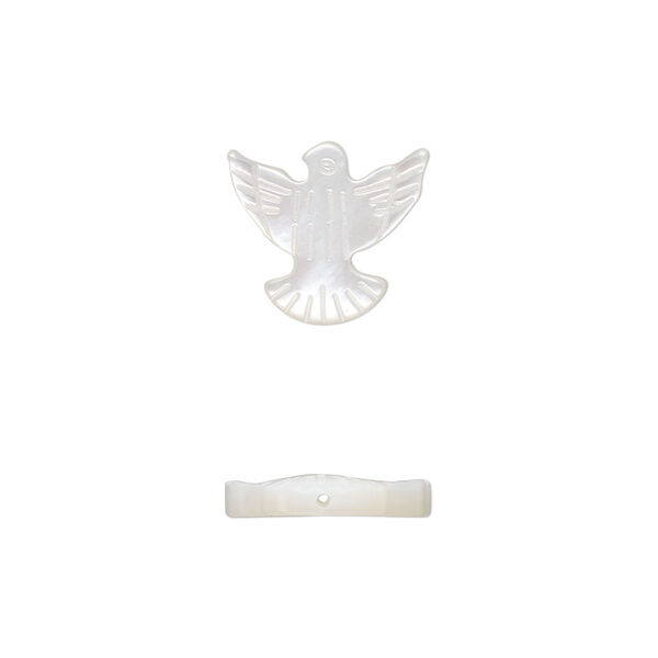 Bead 1pkg1 mother-of-pearl shell, 13.5x13mm bird bleached image number 0