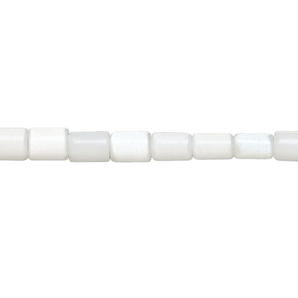 Bead, cat's eye glass (fiber optic glass), matte white, 6x4mm-8x6mm round tube, economy grade. Sold per 15-inch strand. image number 0