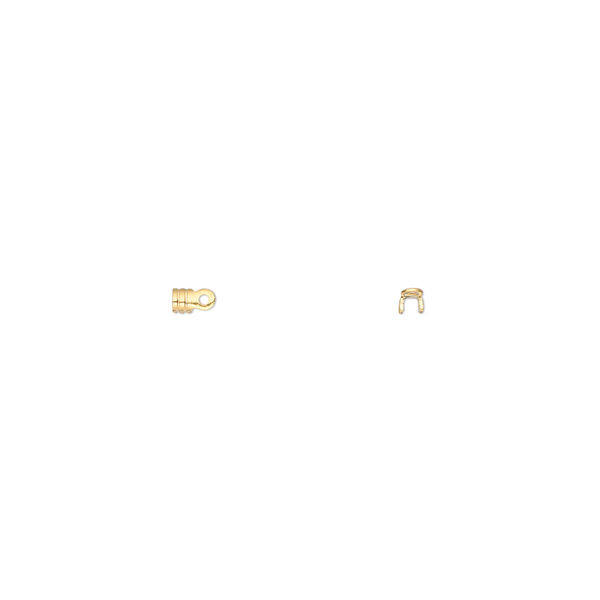 Cord end, fold-over, gold-plated brass, 3x1.5mm tube, 1mm inside diameter. Sold per pkg of 100. image number 0