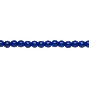 Bead, Czech glass druk, opaque dark blue, 4mm round. Sold per 15-1/2" to 16" strand.