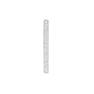 Link, sterling silver, 25x2mm double-sided textured bar. Sold per pkg of 6.