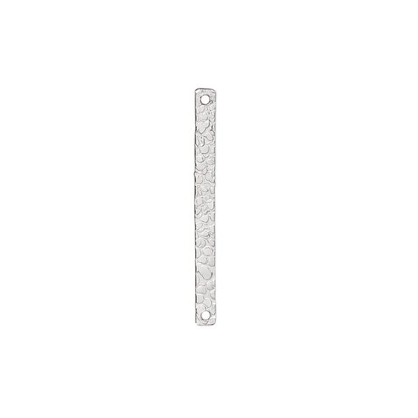 Link, sterling silver, 25x2mm double-sided textured bar. Sold per pkg of 6. image number 0