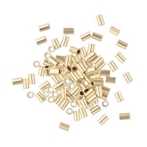 Crimp, 12Kt gold-filled, 3x2mm smooth tube, 1.3mm inside diameter. Sold per pkg of 100.