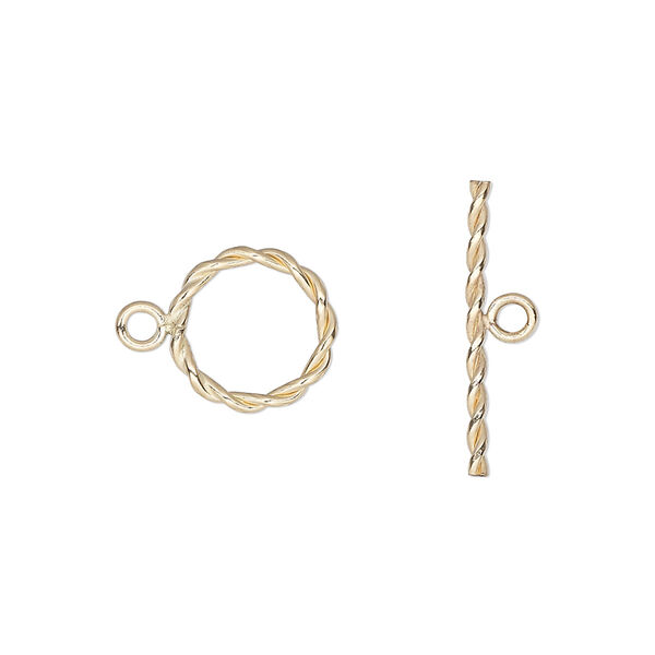 Clasp, toggle, 12Kt gold-filled, 11mm fancy round. Sold individually. image number 0