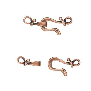 Clasp hook&eye 1pkg1 copper-plated, 17x9mm, antique brass JBB Findings 1-strand