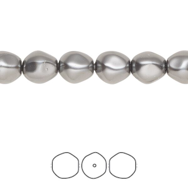 Pearl 250pk dark grey, Swarovski® 8mm baroque round 5841 image number 0