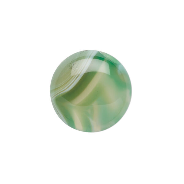 Cabochon, striped green agate (dyed), 20mm calibrated round, B grade, Mohs hardness 6-1/2 to 7. Sold per pkg of 2. image number 0