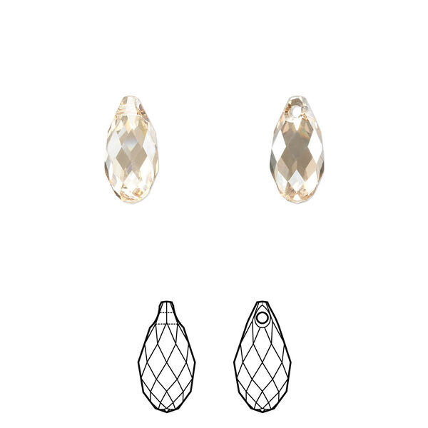 Briolette 2pk crystal golden shadow, Crystal Passions® 11x5.5mm pendant drop 6010 image number 0