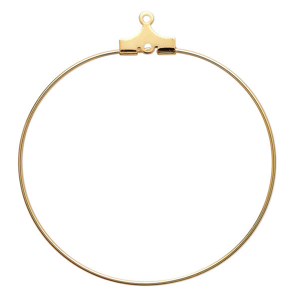 Beading hoop, gold-plated brass, 40mm round with loop. Sold per pkg of 10. image number 0