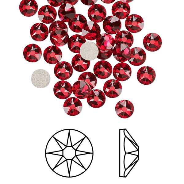 Flat back 144pk scarlet foil back, Crystal Passions® 4.6-4.8mm rose round SS20 2088 image number 0