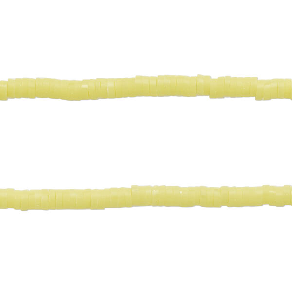 Bead, polymer clay, opaque lime green, 3x1mm heishi. Sold per pkg of (2) 15-1/2 to 16-inch strands. image number 0