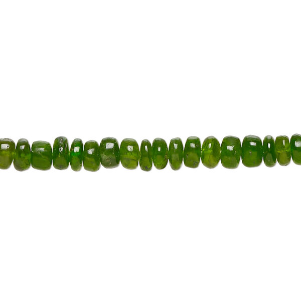 Bead, chrome diopside (natural), 4x1mm-6x5mm hand-cut rondelle, C+ grade, Mohs hardness 5-1/2 to 6. Sold per 13-inch strand, approximately 130 beads. image number 0