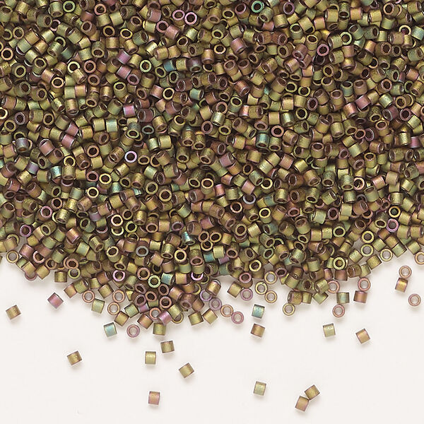 Seed bead, Delica&reg;, glass, 1pkg7.5g, #15 round, opaque matte glazed luster bronze (DBS-0380) image number 0
