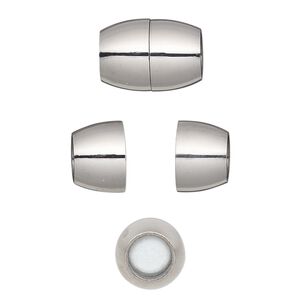 Clasp magnetic barrel 1pkg1, 15x10mm / fits 6mm cord, stainless steel 1-strand
