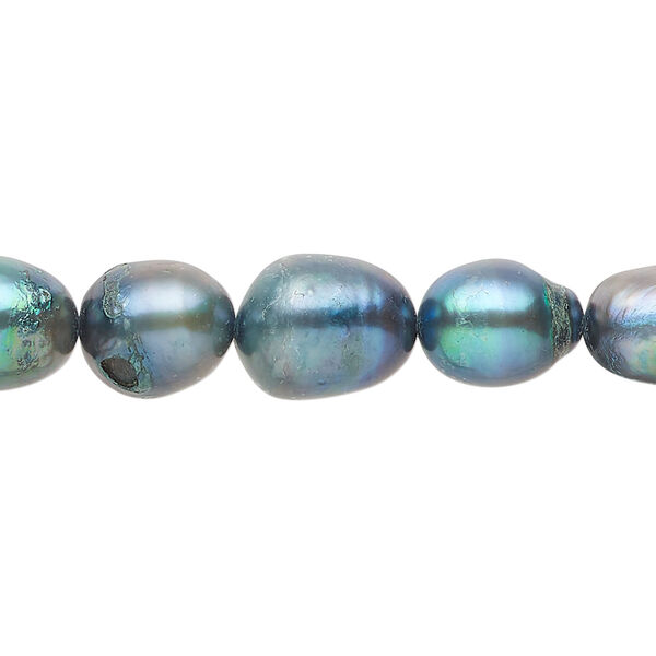 Freshwater pearl 1pkg1, rice, 15 inch light blue grass 8-9mm cultured image number 0