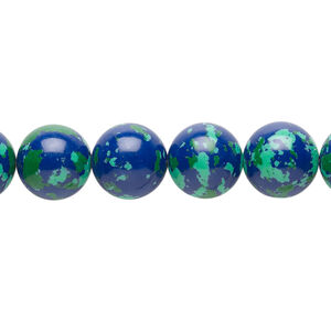 Bead, resin, dark blue / green / turquoise blue, 10mm round. Sold per 15-1/2" to 16" strand.