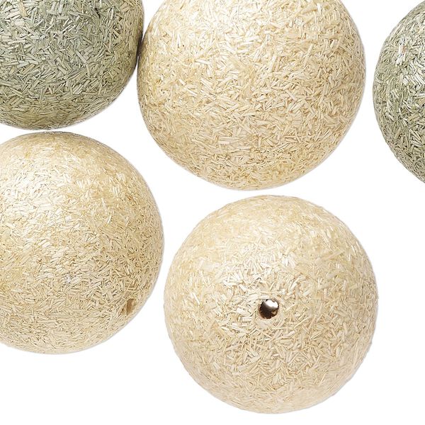 Bead mix, fiber, grey and tan, 28mm round. Sold per pkg of 6. image number 0