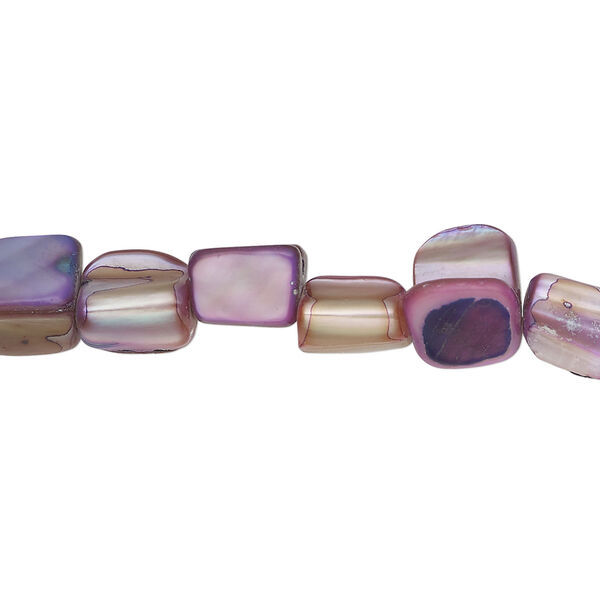 Mother-of-pearl shell 1pkg1, triangle tube bead 15 inch pink, purple / tan 8x6mm-11x10mm image number 0