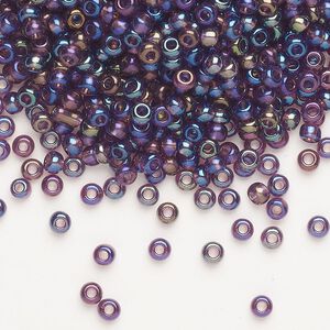 Seed bead, Preciosa Ornela Czech glass, pkg/500g, #8 rocaille, translucent rainbow amethyst, (21060).