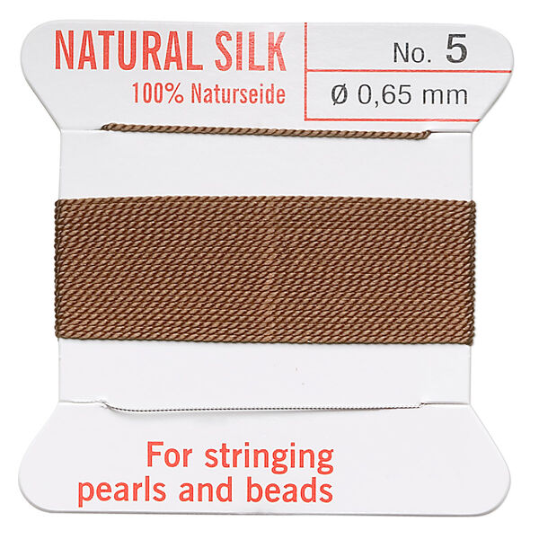 Thread, Griffin, silk, brown, size #5. Sold per 2-meter card (approximately 78 inches). image number 0