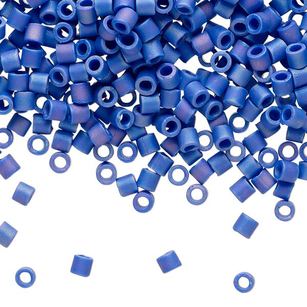 Seed bead, Delica®, glass, pkg/50g, #8 round, opaque matte rainbow cobalt (DBL-0880). image number 0