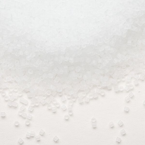 Seed bead, Miyuki, glass, pkg/250g, #15 rocaille, translucent matte crystal clear, (RR-131F). image number 0