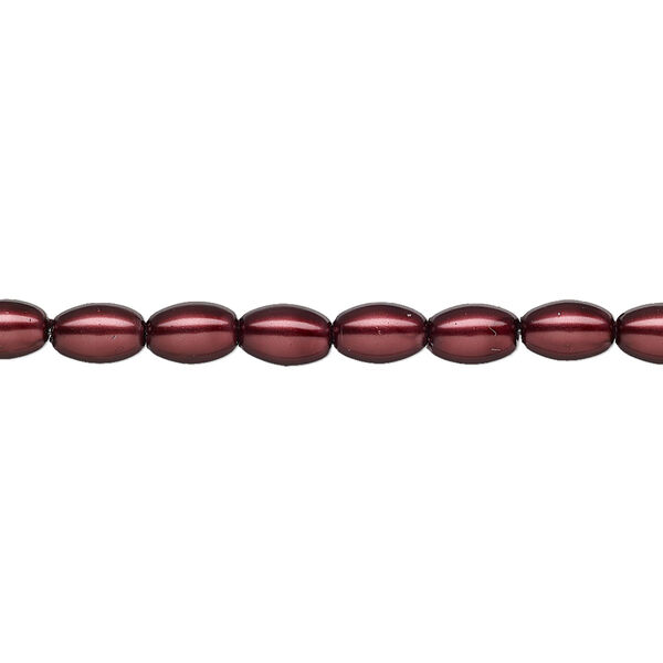 Pearl 1pk bordeaux, Celestial Crystal® 6x4mm rice 15.5-16 inch image number 0