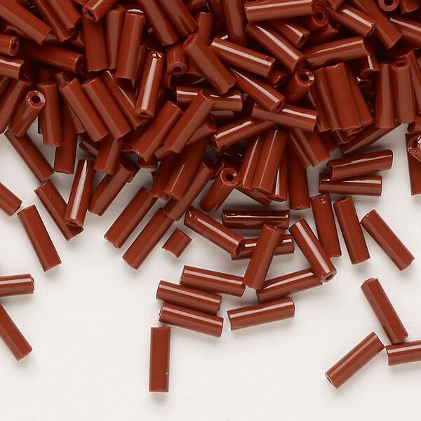 Bead, Preciosa Ornela Czech glass, bugle bead, pkg/50g, #3, opaque brown, (13600). image number 0