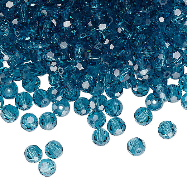 Bead 24pk indicolite, Preciosa Czech crystal 4mm round image number 0