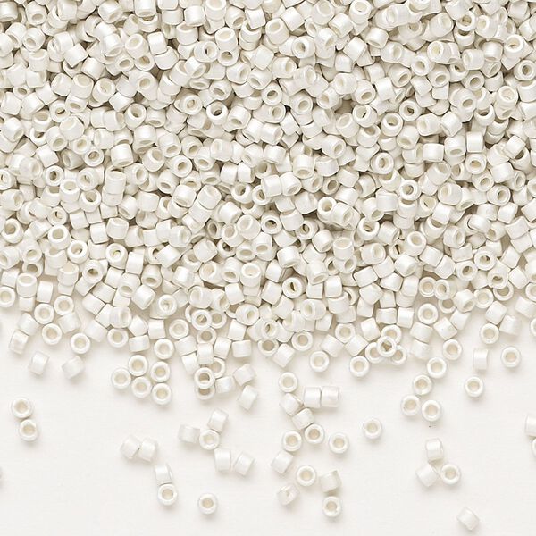 Seed bead, Delica®, glass, pkg/250g, #11 round, opaque silver-plated matte (DB-551F). image number 0