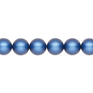 Pearl 50pk iridescent dark blue, Crystal Passions® 8mm round 5810