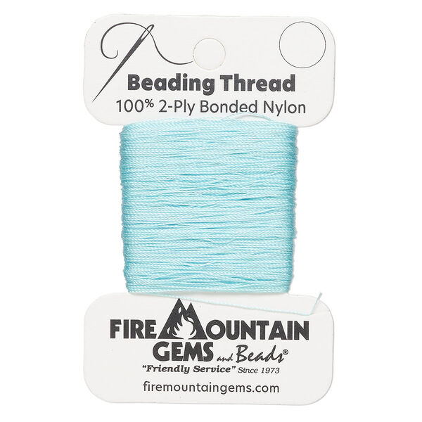 Thread, nylon, light turquoise, size AA. Sold per 50-yard card. image number 0