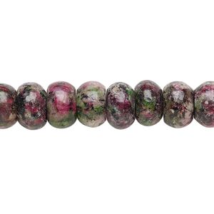 Black spotted quartz 1pkg1, rondelle bead 15 inch 10x6mm-11x7mm