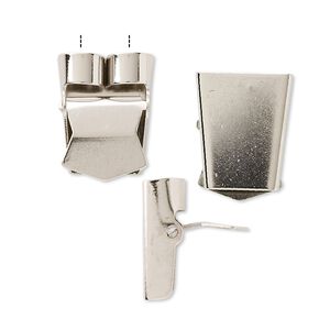 Bolo slide, nickel-plated brass, 19x16mm lever-action. Sold per pkg of 10.